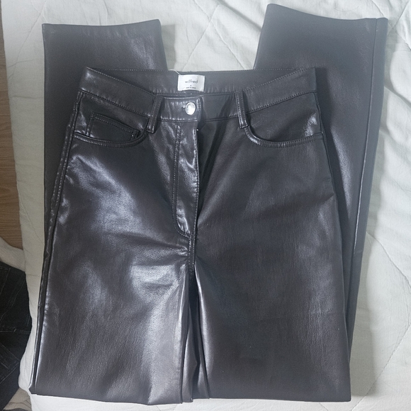 WILFRED The Melina Pant High Waist Vegan Leather Dark Brown Size 4 Aritzia - Picture 4 of 10